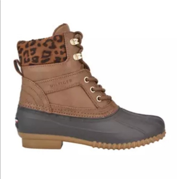 NEW!! Tommy Hilfiger Reise Brown/Leopard Duck Boot Size 7 - Picture 2 of 11